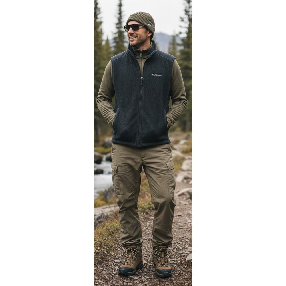 Columbia Men Medium Black Fleece Cathedral Peak II Full Zip Gorpcore Vest